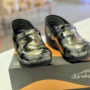 Dansko Black and Silver Clogs